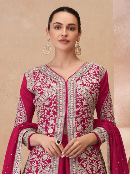 ES Heavy Embroidered Pakistani Style Chinon Silk Lehenga Choli