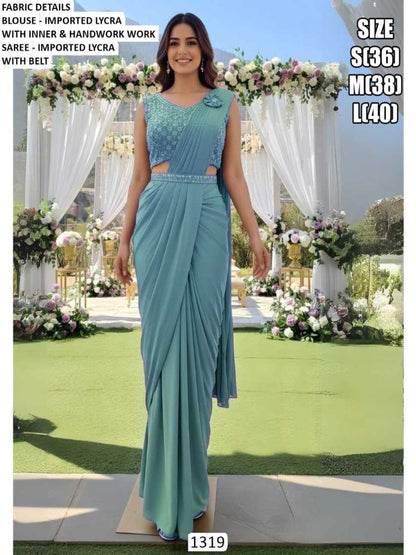 YNF Ready-To-Wear Premium Lycra Designer Saree with Elegant Handwork