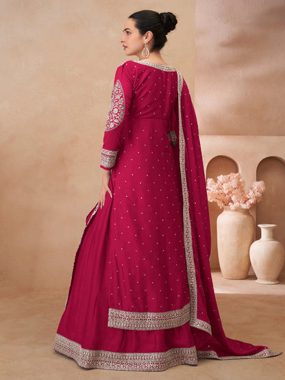 ES Heavy Embroidered Pakistani Style Chinon Silk Lehenga Choli