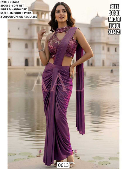 YNF Ready-To-Wear Premium Lycra Designer Saree with Elegant Handwork
