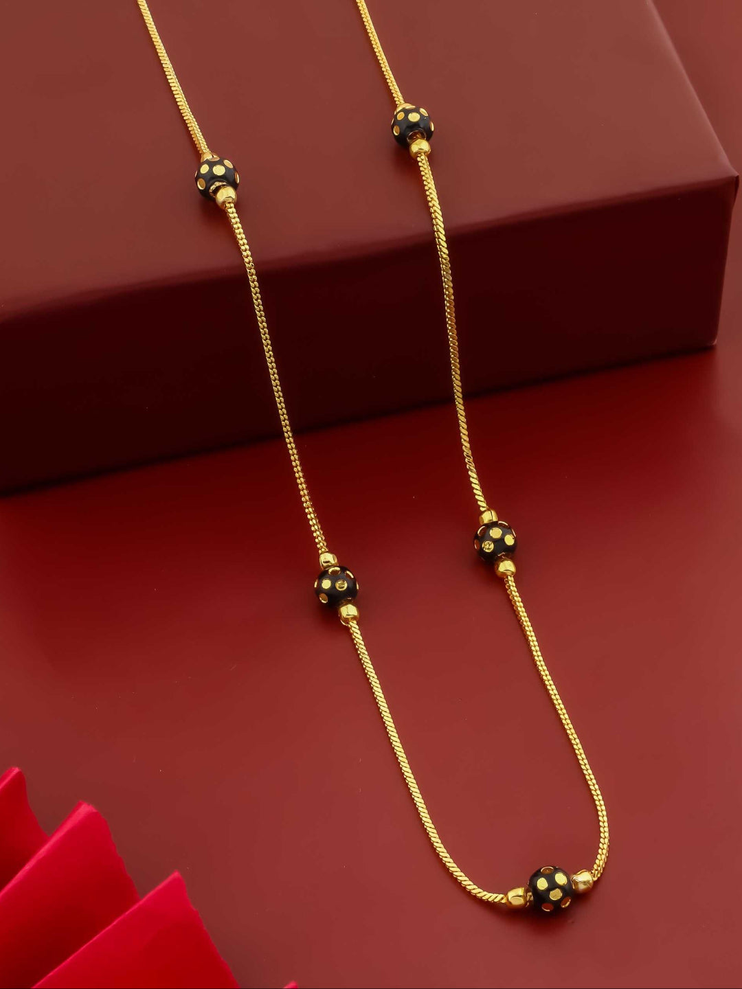 YNF Stylish Gold-Plated Necklace with Pearl Detailing for women (Non-Adjustable)