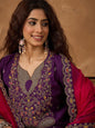 KF Zari Embroidered A line kurta With Trouser & contrast Dupatta