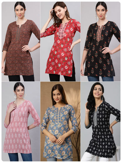 ES Stylish Cotton Printed Tops for Daily/Office Wear