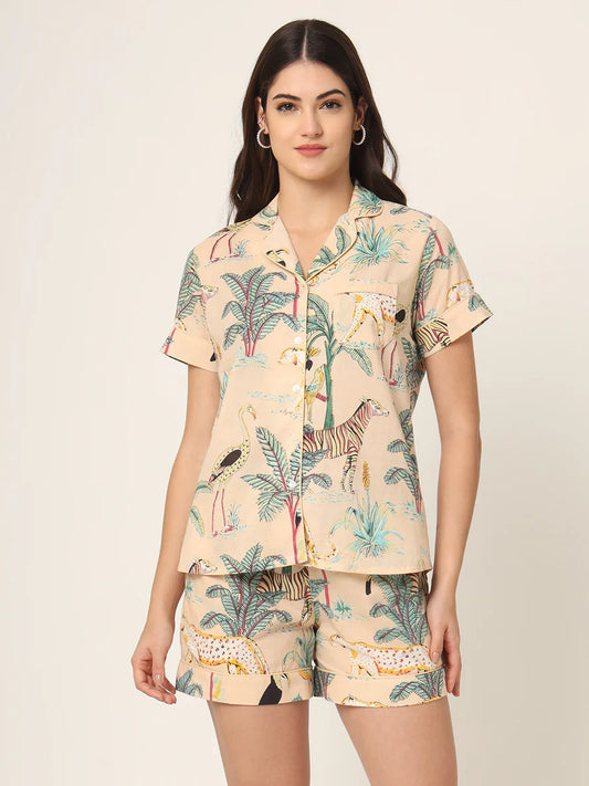 Divena Floral Multi Color Pure Cotton Printed Night Suit