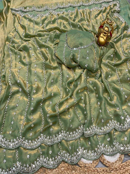 YNF Gorgeous Soft Space Silk Saree with Intricate Beads & Sequence Work