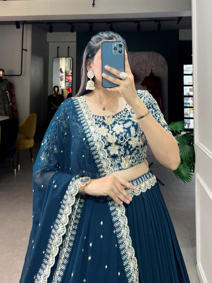 ES Georgette Lehenga Choli and an Intricately Embroidered Banglory Blouse