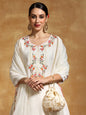 KF Floral Motif Thread Embroidered Yoke Kurta with Trouser & Dupatta