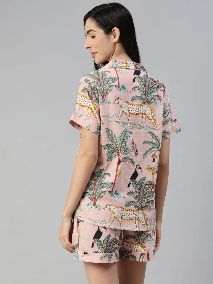 Divena Multi Color Cotton Floral Print Night Suit