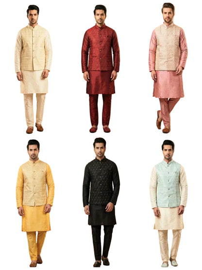 RE Royal Dhupian Silk Kurta Set with Heavy Fused Jacquard Koti