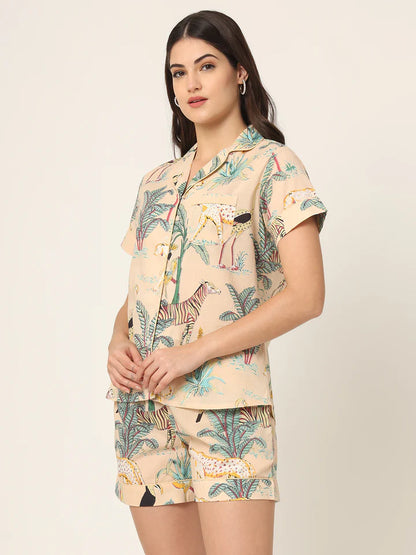Divena Floral Multi Color Pure Cotton Printed Night Suit