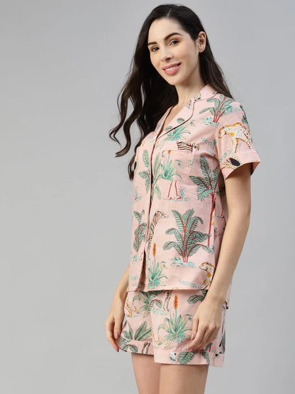 Divena Multi Color Cotton Floral Print Night Suit
