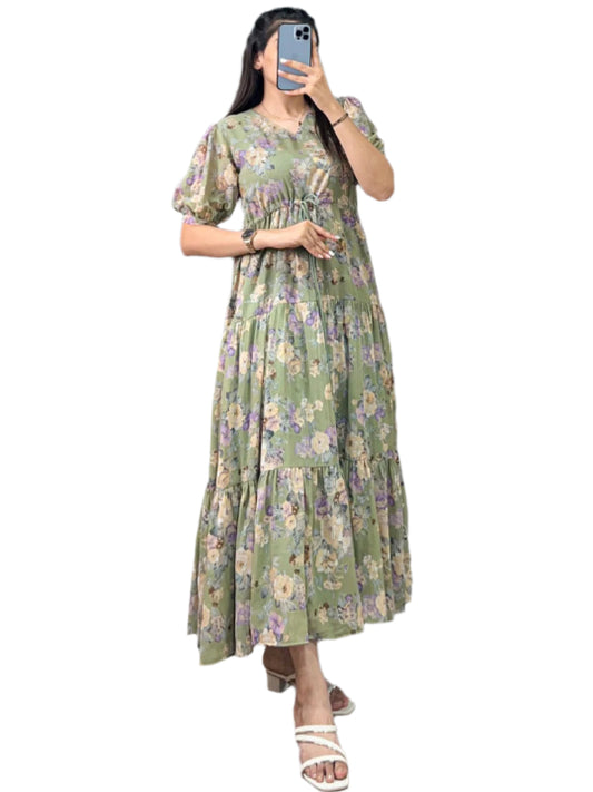 ES Women Ethereal Georgette Frocks with Floral Prints
