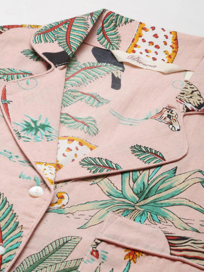 Divena Multi Color Cotton Floral Print Night Suit