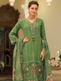 KF Women Floral Motif Thread Embroidered & Orangza Lace Detailed Kurta With Trouser & Dupatta