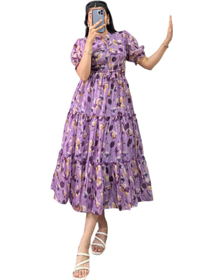 ES Women Tabby Silk Floral Printed Frock
