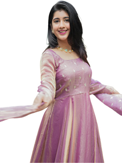 ES Women Premium Space Silk Gown & Dupatta with Sequence Embroidery Work