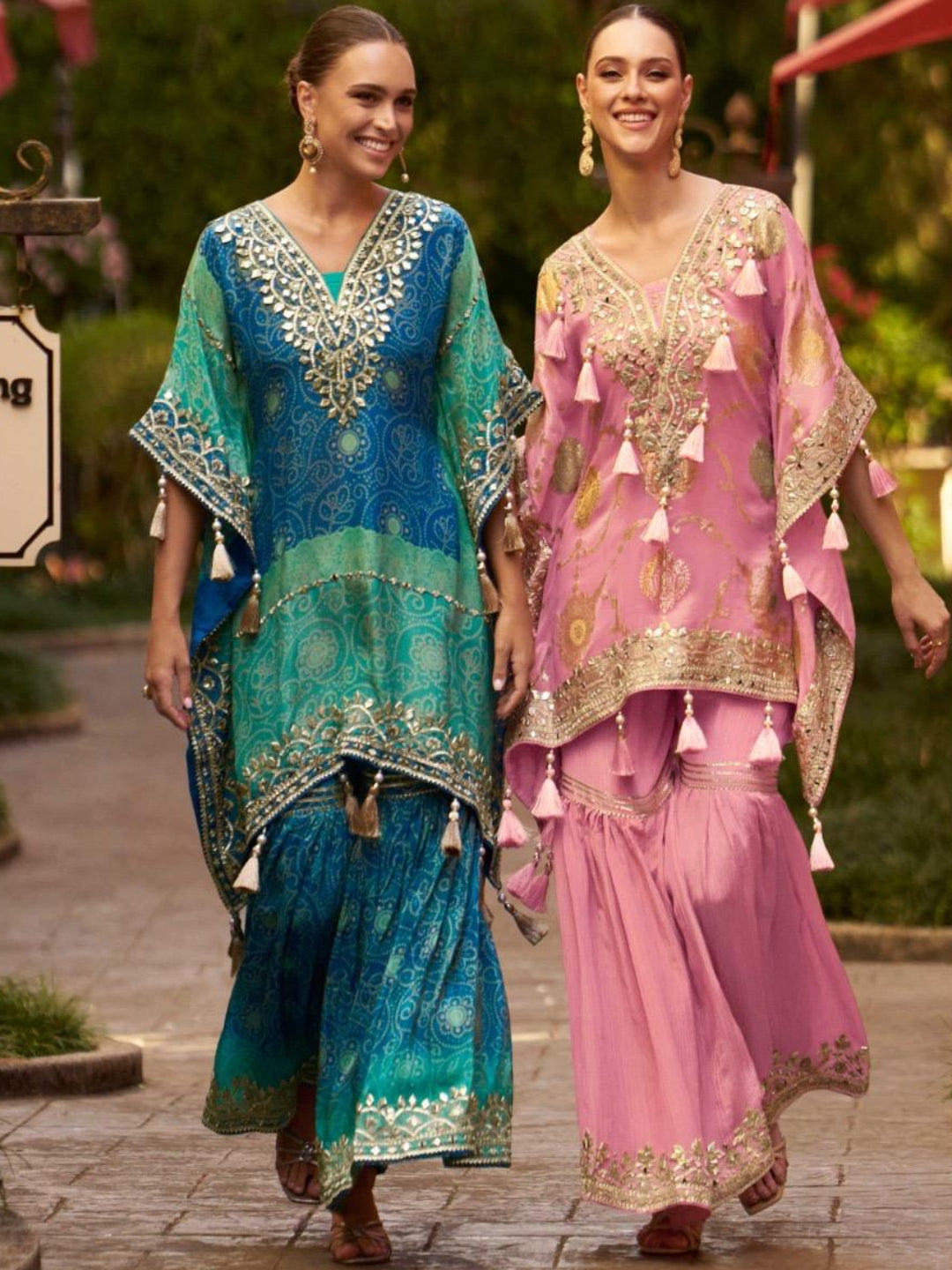 YNF Trendy Kaftan Gharara Suit: Real Chinon Silk with Hand Embellishment