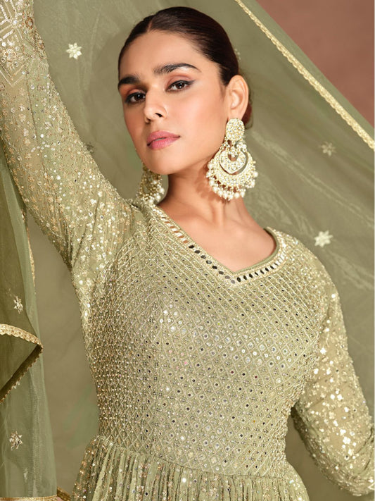 ES Georgette Embroidered Zari & Sequins Gown