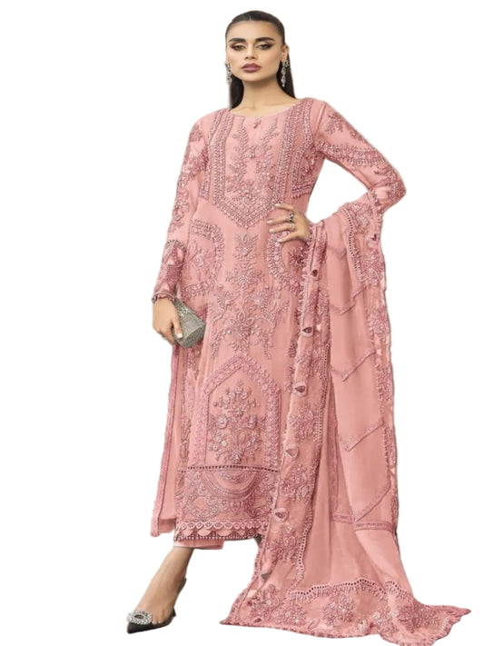 CE Unstitched Pakistani Salwar Suit - Heavy Chiffon Embroidery with Hand Khatli Work