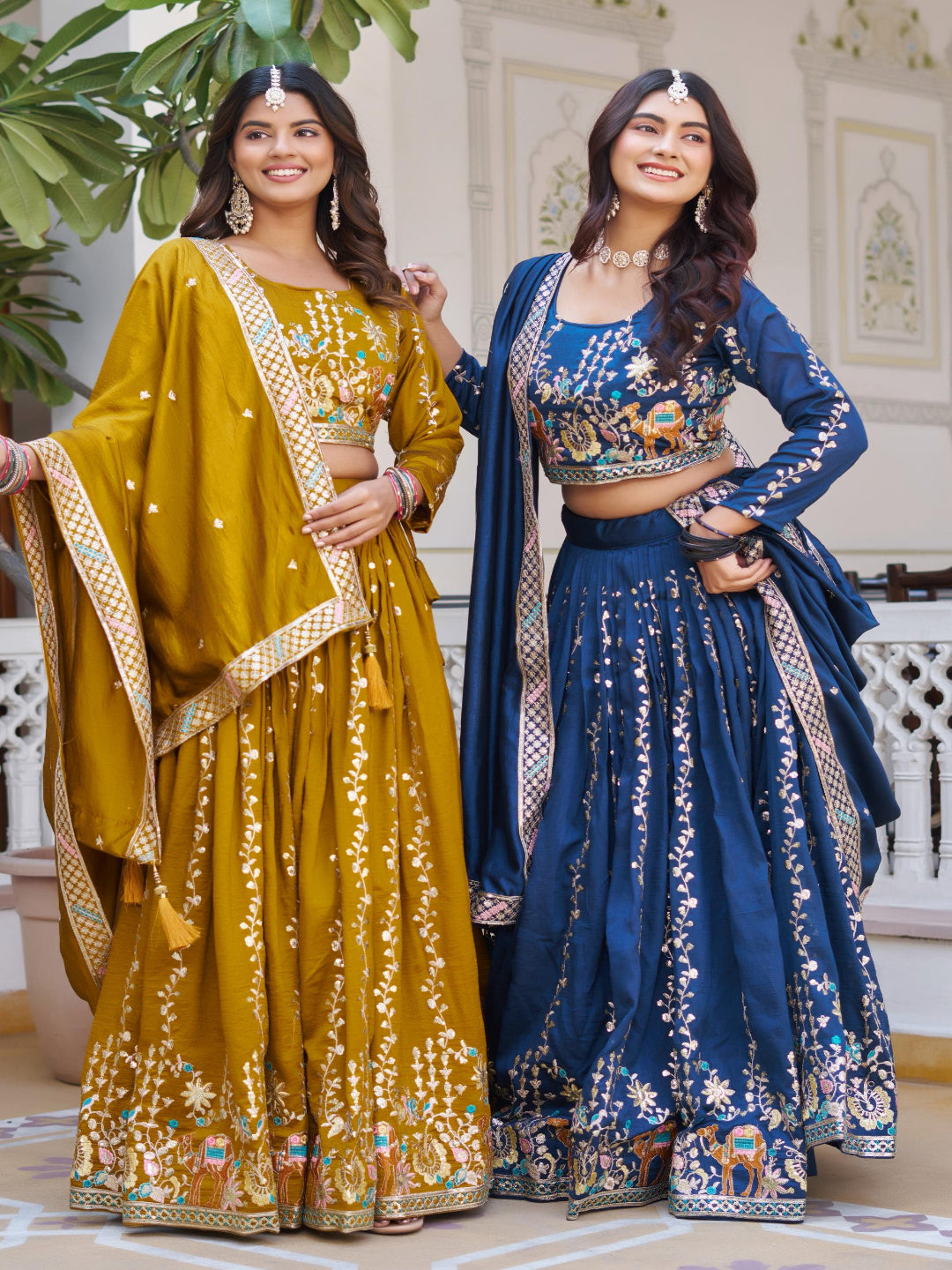 ES Pure Vichitra Silk Lehenga Choli with Heavy 3mm Sequence & Thread Embroidery