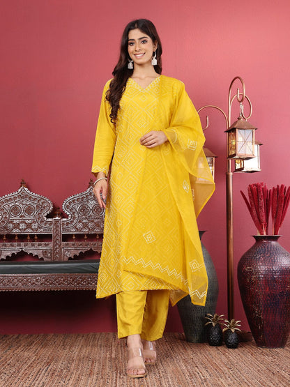 KF Hand Embroidered French Knot Kurta with Tonal Bottom and Embroidered Dupatta