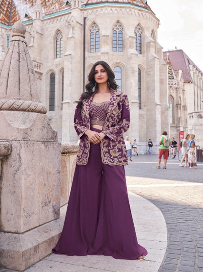 ES Trending Premium Silk Embroidered Work Plazzo Salwar Suit for Women