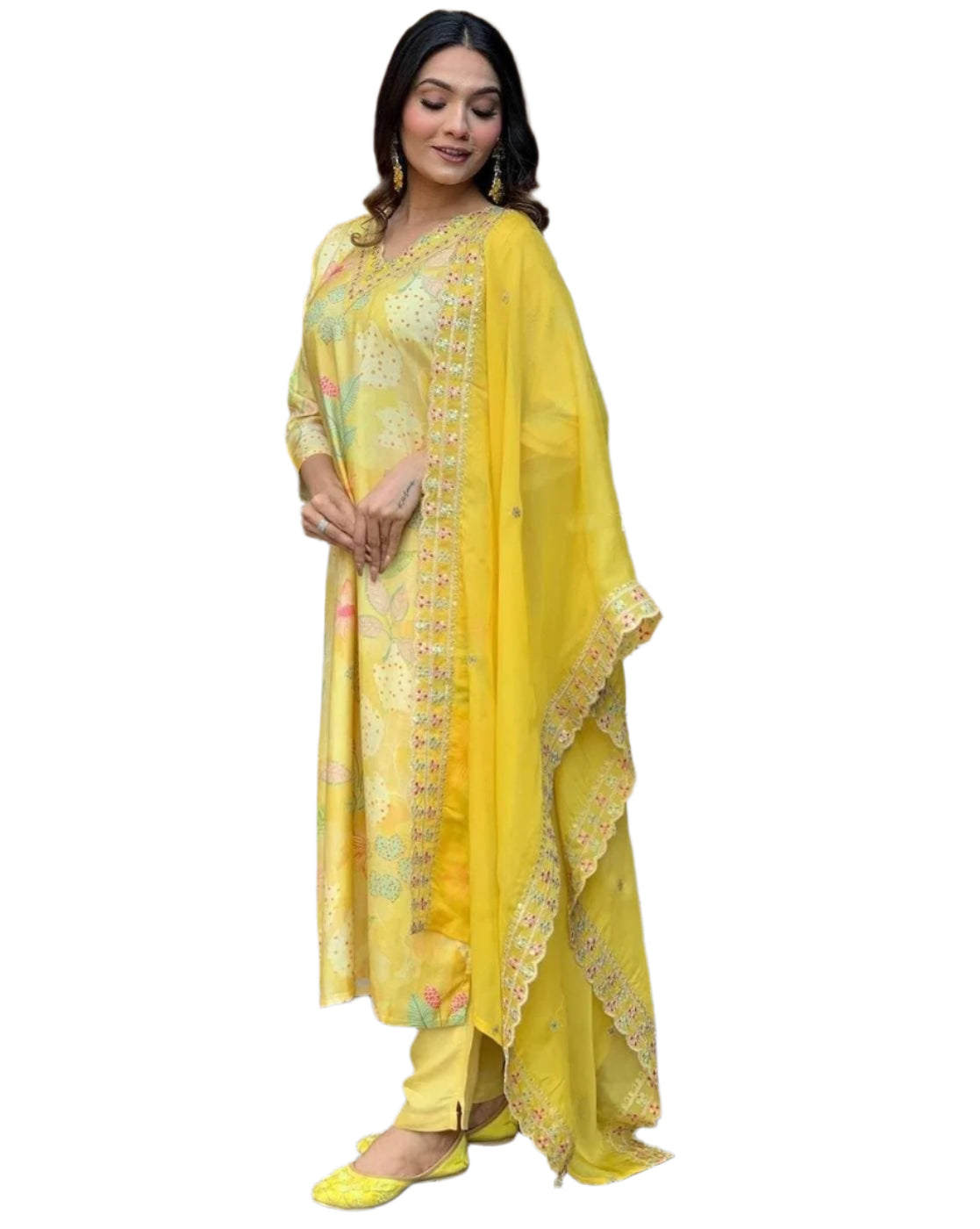 ICF Women Embroidered Georgette Straight Kurta Set with Dupatta