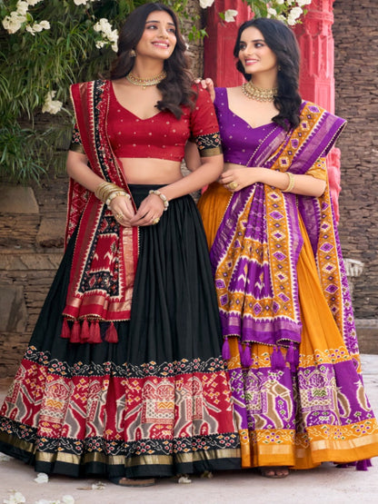 ES Tussar Silk (Stitched) Lehenga, Blouse & Dupatta