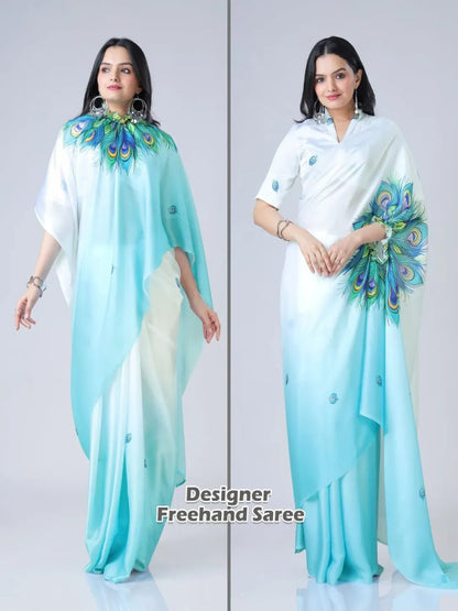 ES Designer Premium Satin Silk Ready To Wear Sarees - New Arrival