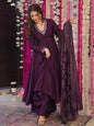 YNF Vichitra Silk Purple Anarkali with Plazzo & Chanderi Dupatta