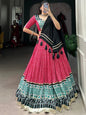 ES Ethnic Rayon Bandhej & Ajarakh Printed Lehenga Set - Stitched
