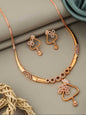 YNF Luxurious Rose Gold Alloy Necklace Set with Brilliant American Diamonds