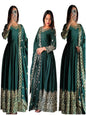 ES Pure Chinon Silk with Heavy Embroidery, Sequin Work, and Sleeves Fully Stitched