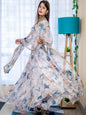 ES New Party Wear Organza Taby Silk Gown Set with Dupatta