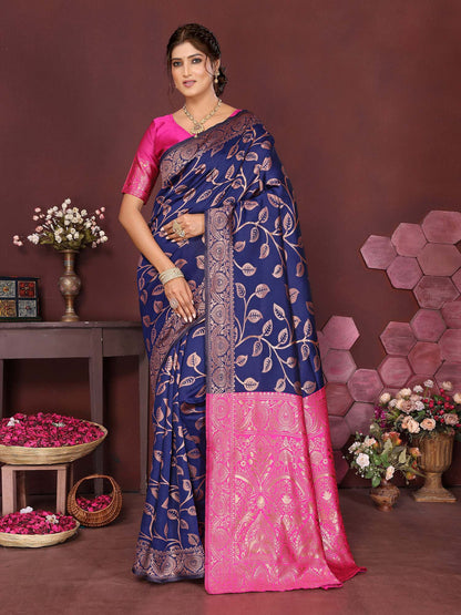 KF Women Kanjivaram Banarasi Silk Woven Design Saree