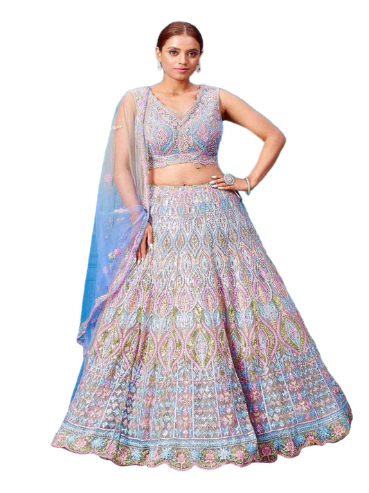 YNF Heavy Embroidered Soft Net Lehenga Choli with Real Mirror Handwork