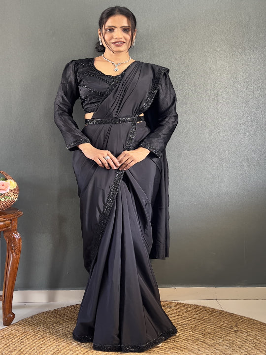 ES Elegant Natural Readymade Silk sarees & Blouse with Hand Work