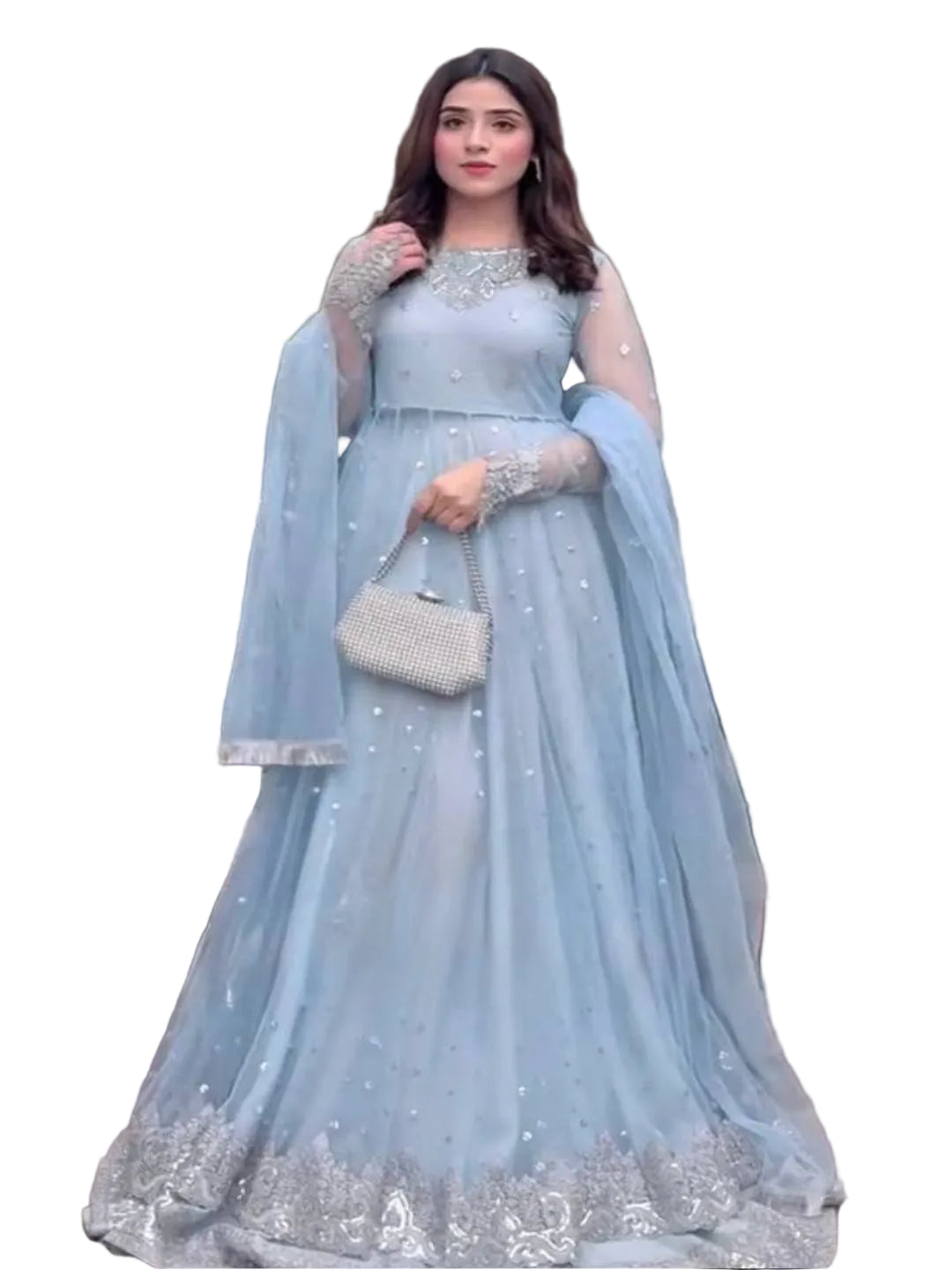 RE Women’s Festive Georgette Gown-Lehenga Set | Fully Stitched