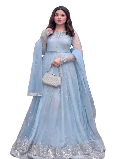 RE Women’s Festive Georgette Gown-Lehenga Set | Fully Stitched