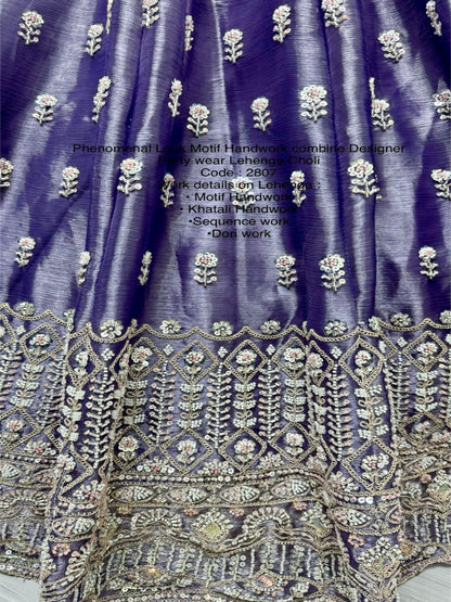 ES Burberry Motif Handwork combine Designer Party wear Lehenga Choli