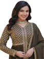 ES Faux Georgette with Embroidered Work Readymade Kurti with Pant & Dupatta Set