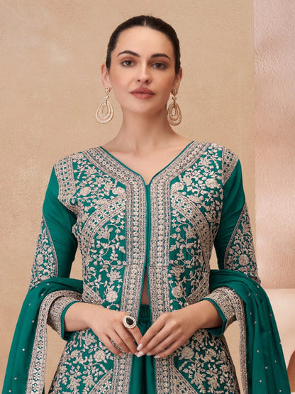 ES Heavy Embroidered Pakistani Style Chinon Silk Lehenga Choli