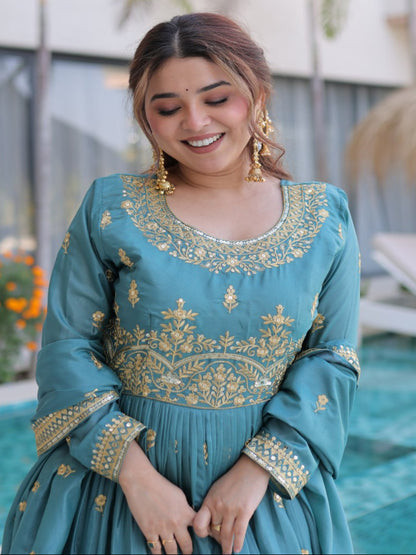 ER Heavy Party Wear Super Silk Sharara Suit with Embroidered Dupatta