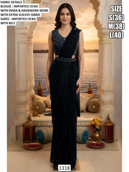 YNF Ready-To-Wear Premium Lycra Designer Saree with Elegant Handwork