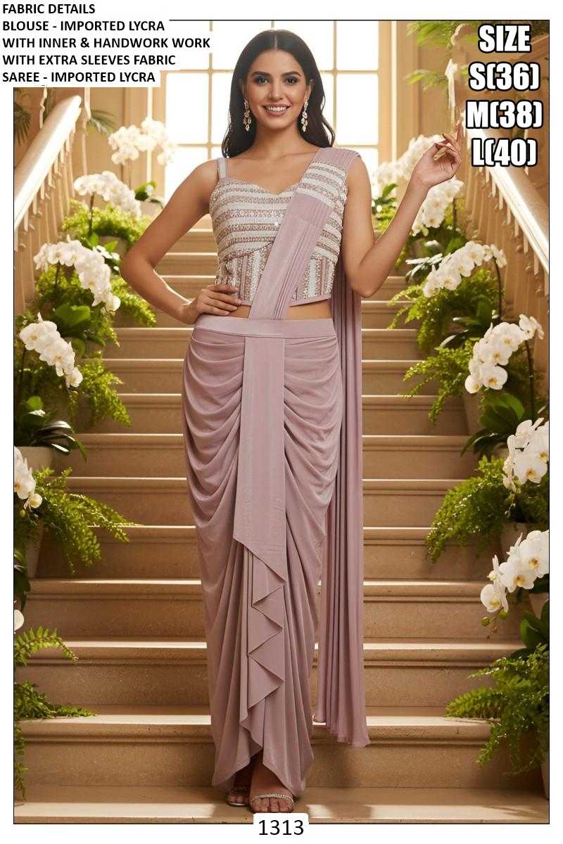 YNF Ready-To-Wear Premium Lycra Designer Saree with Elegant Handwork