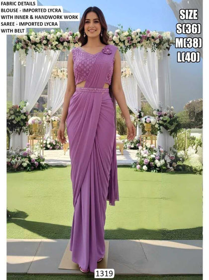 YNF Ready-To-Wear Premium Lycra Designer Saree with Elegant Handwork