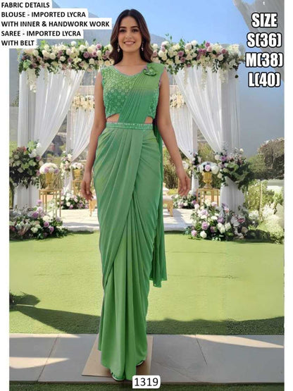 YNF Ready-To-Wear Premium Lycra Designer Saree with Elegant Handwork