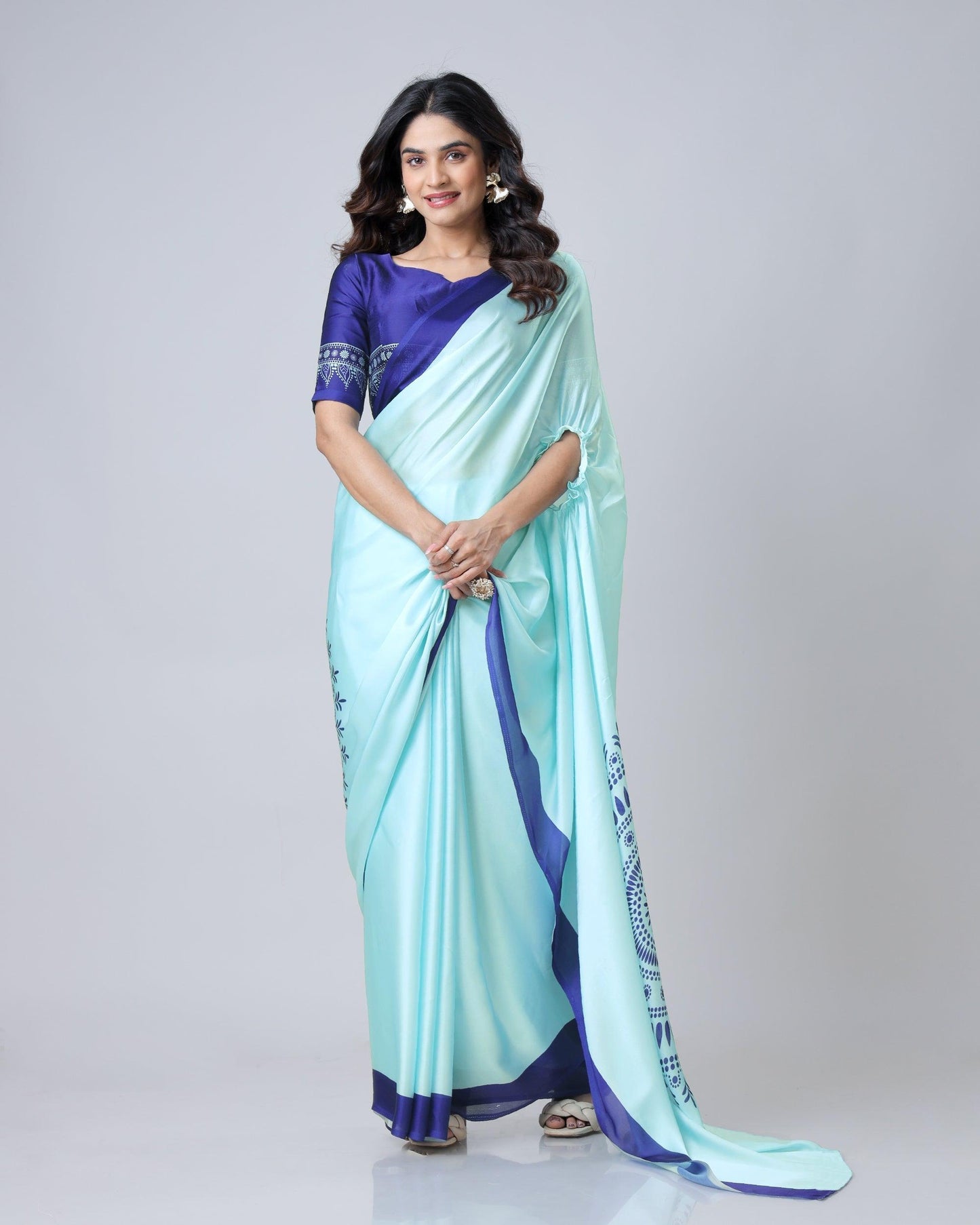 ES Designer Premium Satin Silk Ready To Wear Sarees - New Arrival
