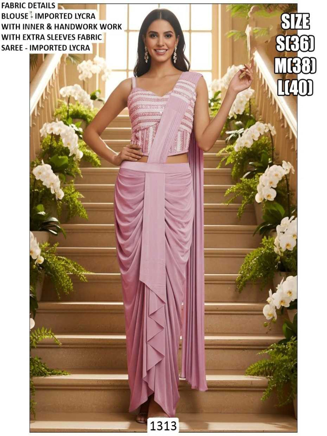 YNF Ready-To-Wear Premium Lycra Designer Saree with Elegant Handwork