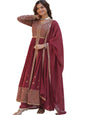 ES Faux Georgette with Embroidered Work Readymade Kurti with Pant & Dupatta Set